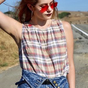 Vintage Plaid Sleeveless Top